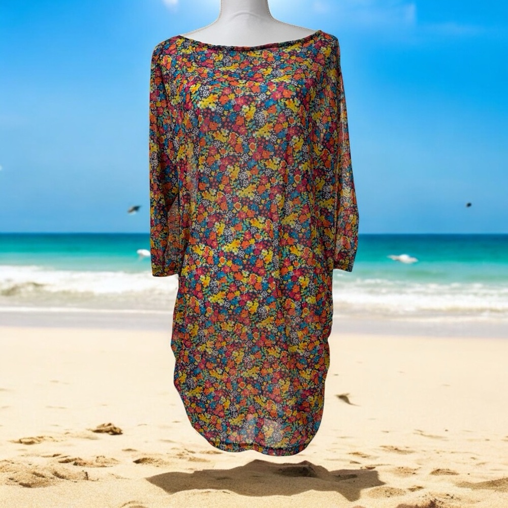 Anne Cole Red and Pink Swim Coverup Tunic